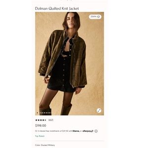 FREE PEOPLE DOLMAN QUILTED KNIT JACKET - S